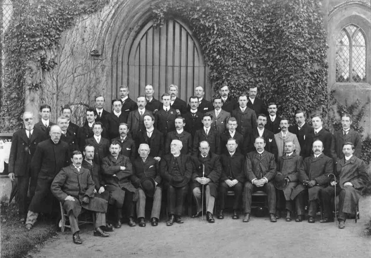 Churchgoers - these men are gathered outside the church in Lexden Picture: TONY PRIOR