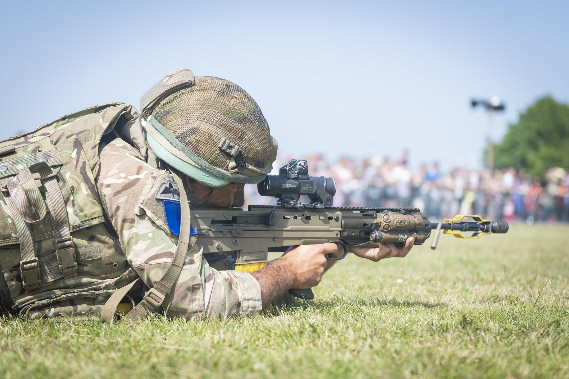 Taking aim - a soldier taking part in combat demonstration at the last event